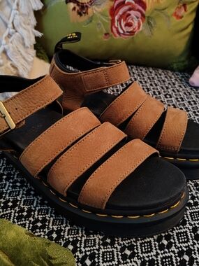 Dr. Martens Brown Suede Multi-Strap Sandals